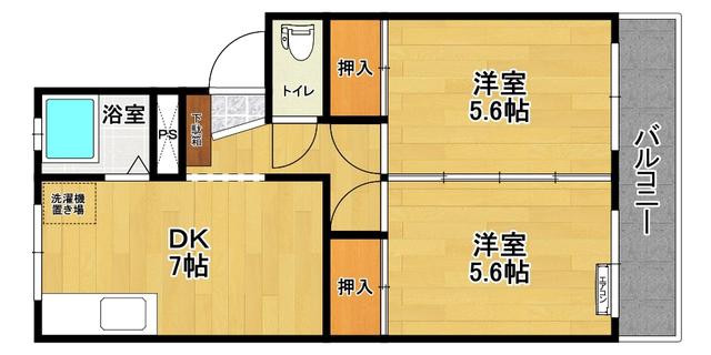 MARUCO香久池(2DK/4階)の間取り写真