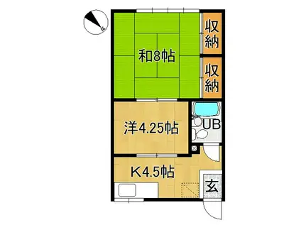 メゾンまえだ(2K/1階)の間取り写真