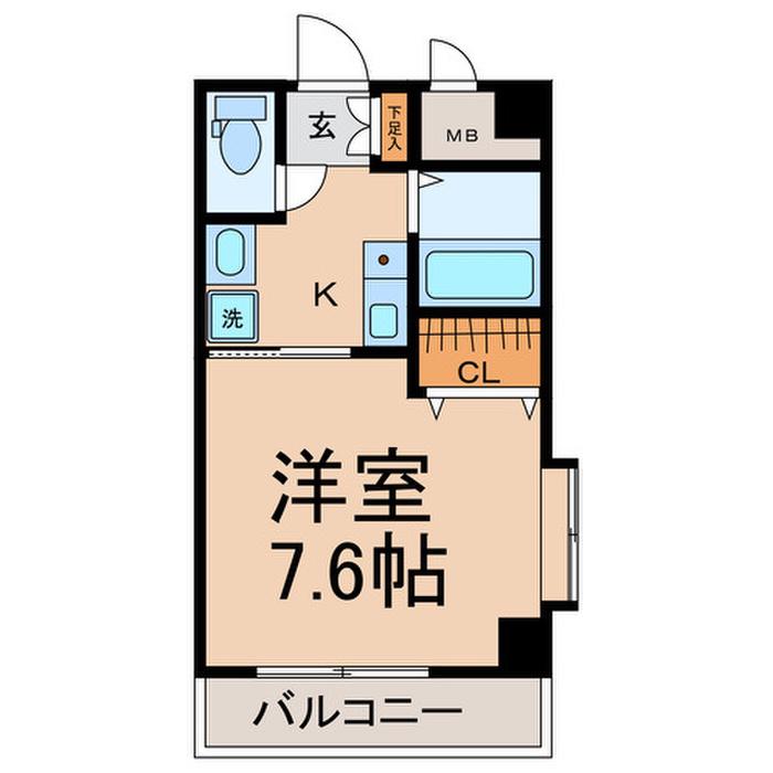 シャイニングシティー木曽川(1K/3階)の間取り写真