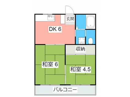 アーバンフジミ(2DK/2階)の間取り写真