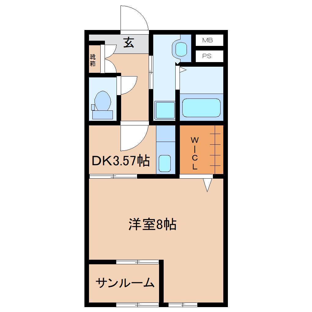 REST森山A(1DK/1階)の間取り写真