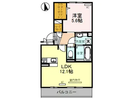 サニーコートソシア(1LDK/1階)の間取り写真