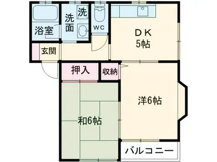 ミント・ハウス(2DK/2階)の間取り写真