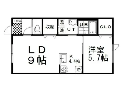 ソレイユ弥生I(1LDK/2階)の間取り写真