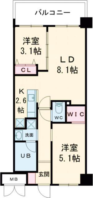 コンダクトレジデンスJINYAMA(2LDK/4階)の間取り写真