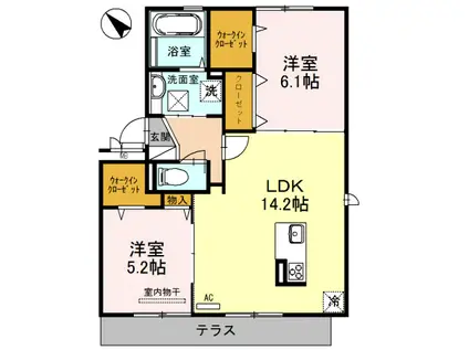 ルーチェ中百舌鳥(2LDK/2階)の間取り写真