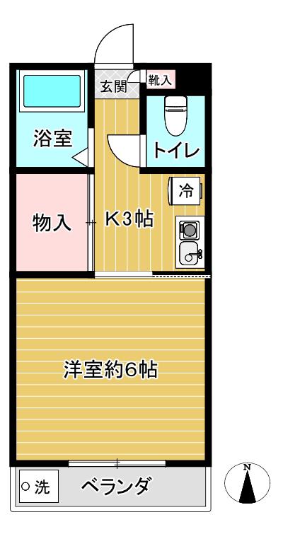 三原台ロイヤル(1K/2階)の間取り写真