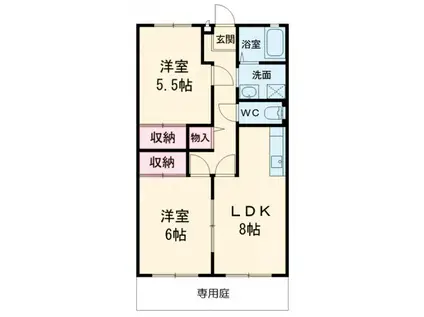 プランドールMITANI B棟(2LDK/1階)の間取り写真