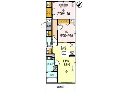 サンパティーク東町(2LDK/3階)の間取り写真