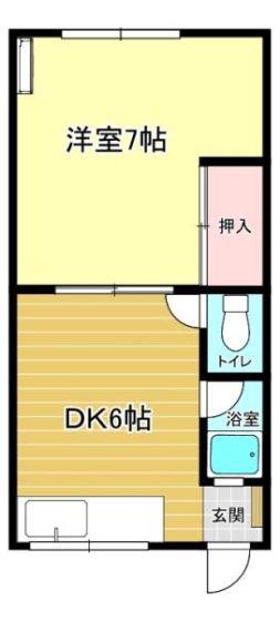大成ビル(1DK/2階)の間取り写真