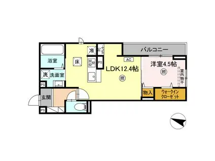 S&T GRACE SQUARE(1LDK/1階)の間取り写真