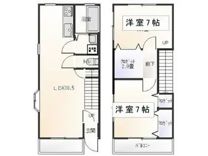 サンヒルズII(2LDK/1階)の間取り写真