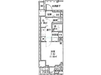 クレールフォンテーヌ(1K/5階)の間取り写真