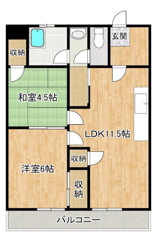 久留米中央ビル(2LDK/5階)の間取り写真