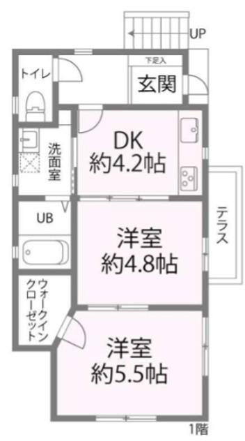 いいなみ荘(2DK/1階)の間取り写真