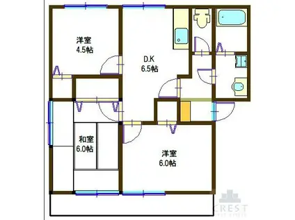 アメニティータウン千代田(3DK/1階)の間取り写真
