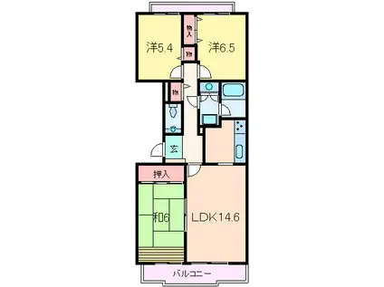 シュネルパーク・レジデンス(3LDK/3階)の間取り写真