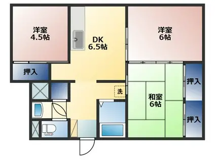 グリーンヒルズ(3DK/2階)の間取り写真
