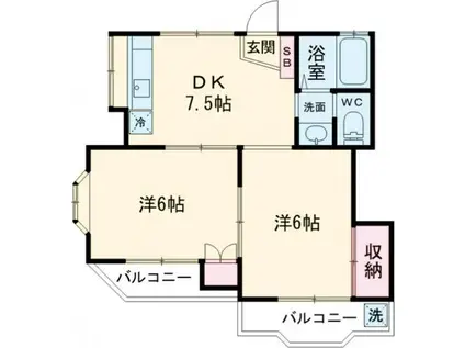 モリタハイツ(2DK/1階)の間取り写真