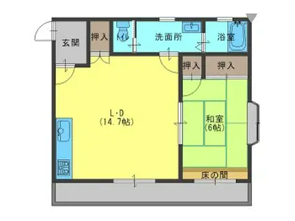 メトレス神崎(1LDK/2階)の間取り写真