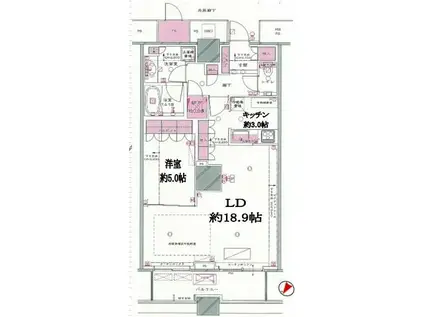 THE TOKYO TOWERS SEA TOWER ザ・東京タワー(1LDK/49階)の間取り写真