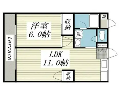 ハイユニメント市川(1LDK/1階)の間取り写真