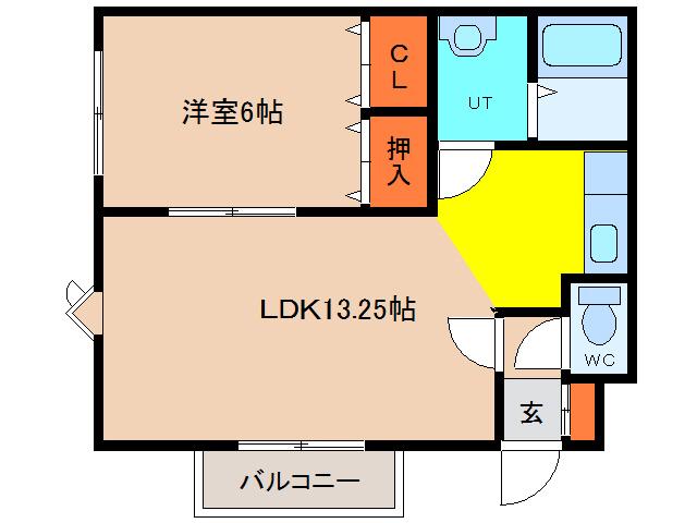 SKマンション(1LDK/3階)の間取り写真