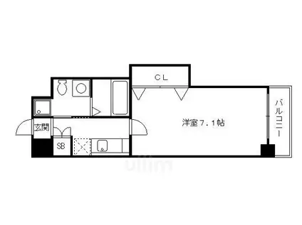 HF四条河原町レジデンス(1K/6階)の間取り写真