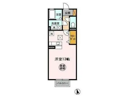 コンフォート多賀 M(ワンルーム/1階)の間取り写真