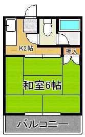 タウニー水町(1K/2階)の間取り写真