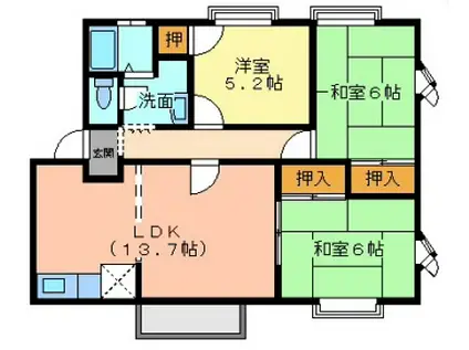 レジデンス篭田A(3LDK/2階)の間取り写真