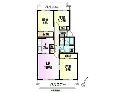 テレパレス伊勢原 2号棟(3LDK/5階)の間取り写真