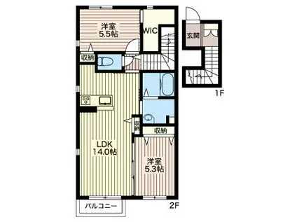 S374(2LDK/1階)の間取り写真