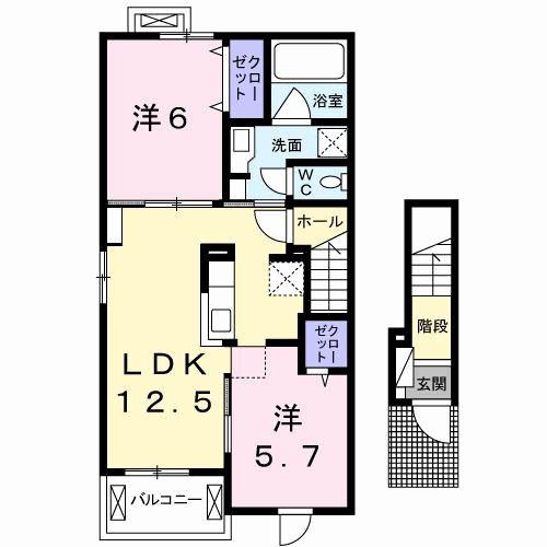 フィオーレ・アリッサム(2LDK/2階)の間取り写真
