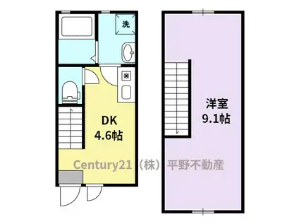 シャロムふえき A棟(1DK/1階)の間取り写真