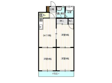 NBマンション(3DK/2階)の間取り写真