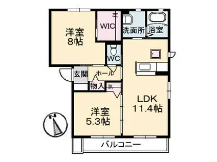 シャーメゾンマニエールII B棟(2LDK/1階)の間取り写真