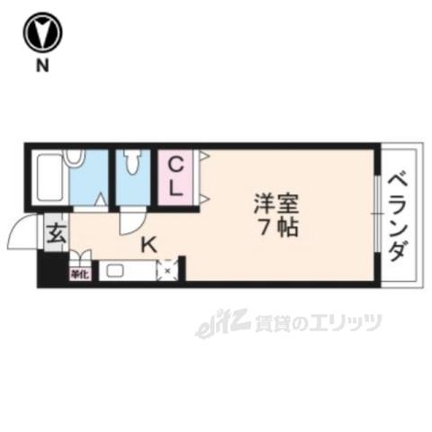 加賀山コーポ 6棟(ワンルーム/2階)の間取り写真