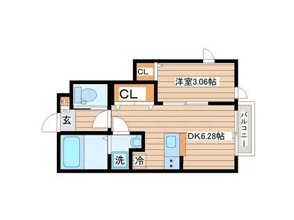 ラチッタ郡山(1DK/1階)の間取り写真