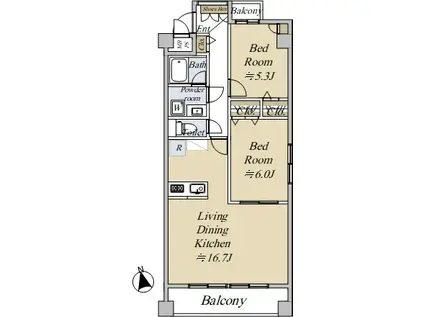 エルプリンツ(2LDK/2階)の間取り写真