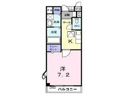 プロヴァンスブリーズ(1K/2階)の間取り写真