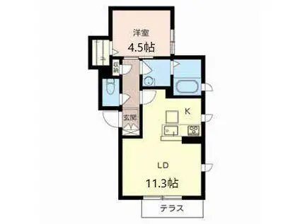 ルミネンスAK(1LDK/1階)の間取り写真