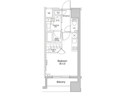 ザ・パークハビオ荏原中延プレイス(ワンルーム/9階)の間取り写真