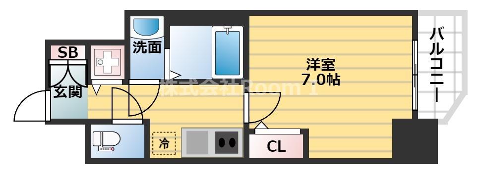 ララプレイス大阪城ヴェステン(1K/12階)の間取り写真