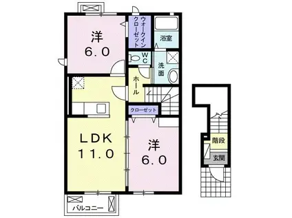 ブライドガーデンIIIB(2LDK/2階)の間取り写真
