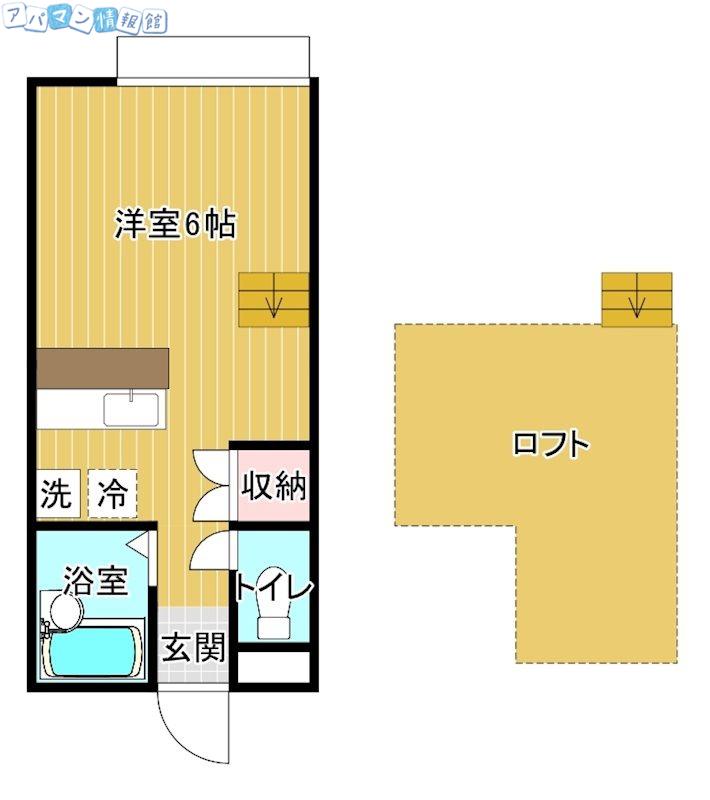 ハイツ胡蝶蘭(ワンルーム/2階)の間取り写真