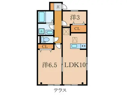 CASA FLORII(2LDK/1階)の間取り写真