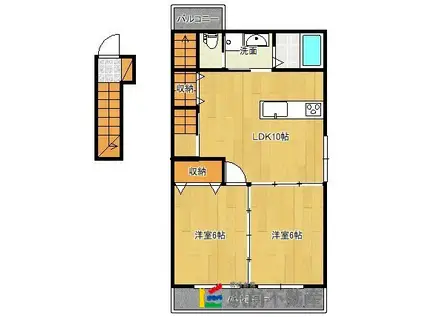 RESIDENCE LUCE65(2LDK/2階)の間取り写真