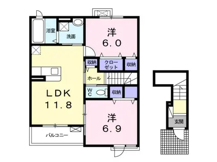 プティボヌールII(2LDK/2階)の間取り写真