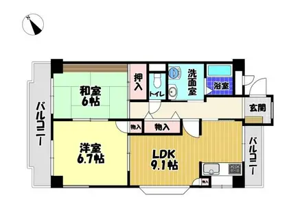 エルファミーレ富田林(2LDK/2階)の間取り写真